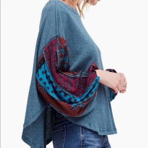 Free People blossom teal thermal top